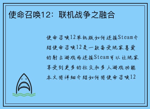使命召唤12：联机战争之融合